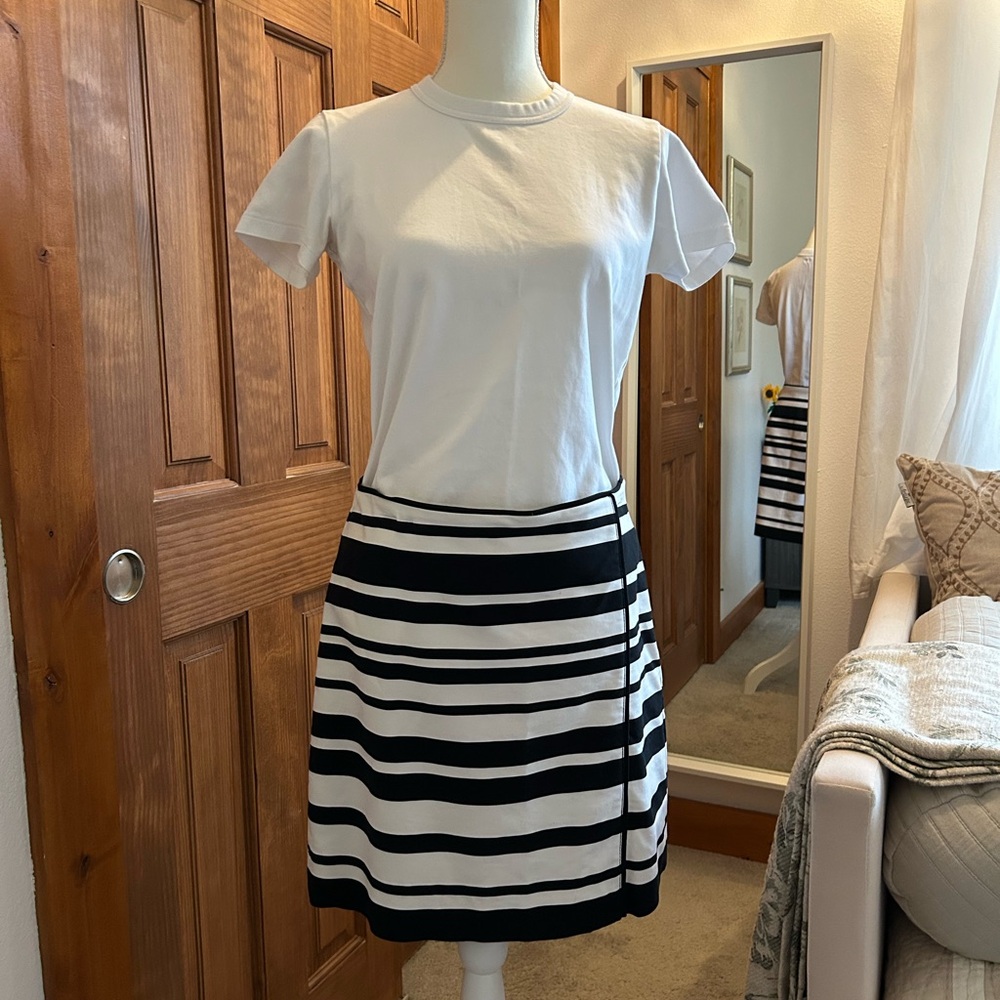 White House Black Market Striped Black and White Skirt